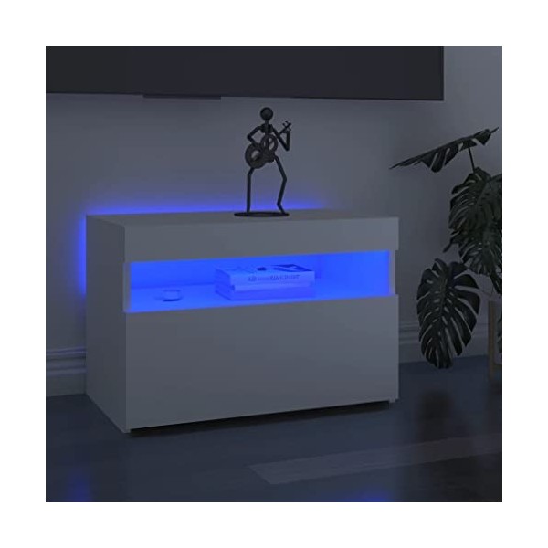 homiuse Meuble TV avec Lumières LED Chêne Sonoma 75x35x40 cm Meuble HiFi Aspect Moderne Support de TV Table Télévision Meuble