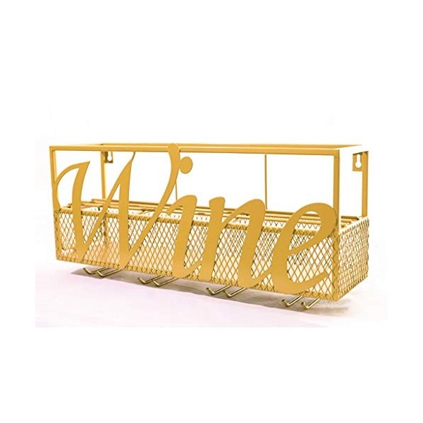 Casier à vin, Porte-Bouteille de Vin, Support de Verre à Vin, Art de Fer de bâti de Mur pour Le Casier à vin à la Maison de R