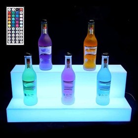 Miuxe Présentoir pour Bouteilles De Liqueur, Présentoir pour Bouteilles De Liqueur avec Éclairage LED, Présentoir pour Boutei