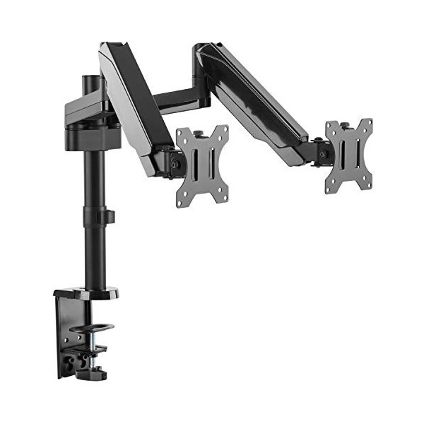 RICOO Support PC 2 Écrans TS3911 17-32" 43-81cm Orientable Inclinable Bras Articulé Ressort à gaz Montage Pince de Table