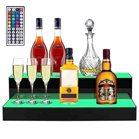Miuxe Présentoir De Bouteilles De Liqueur Éclairé Étagère Vin/Support Boissons Alcoolisées en Acrylique avec Éclairage LED 2 