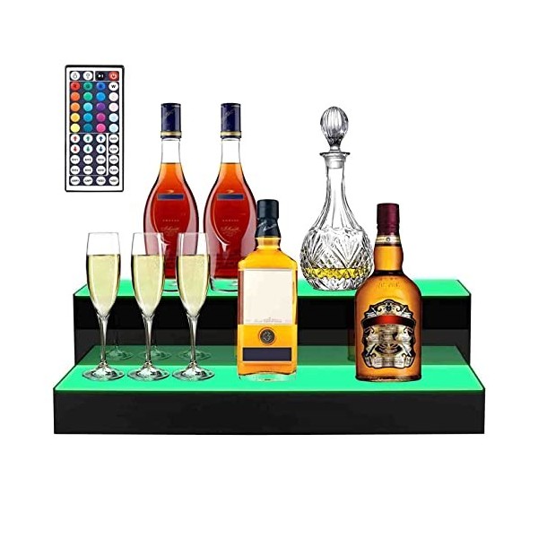Miuxe Présentoir De Bouteilles De Liqueur Éclairé Étagère Vin/Support Boissons Alcoolisées en Acrylique avec Éclairage LED 2 