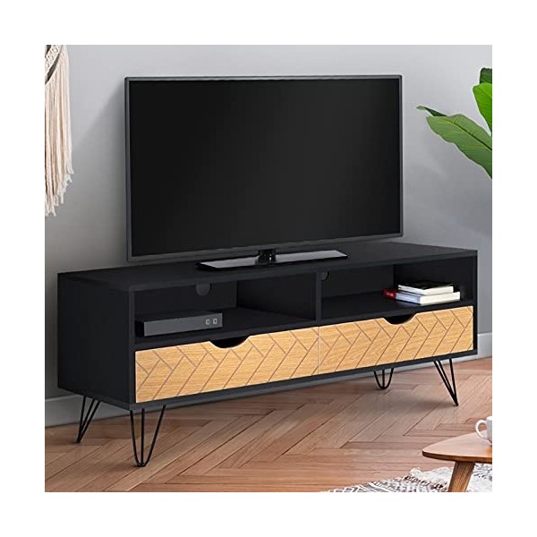 IDMarket - Meuble TV Vintage Leoni 2 tiroirs Motifs Graphiques