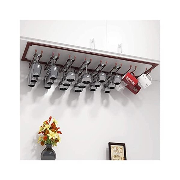 NufiyA Casier à vin Casier à vin, casier à Verre à vin à lenvers Bar casier à Verre à vin Suspendu casier à Verre Haut décor