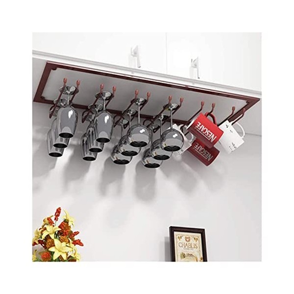 NufiyA Casier à vin Casier à vin, casier à Verre à vin à lenvers Bar casier à Verre à vin Suspendu casier à Verre Haut décor