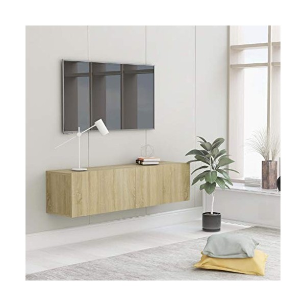 Goliraya Meuble TV de Salon Meuble TV Flottant chêne Sonoma 120 x 30 x 30 cm Aggloméré