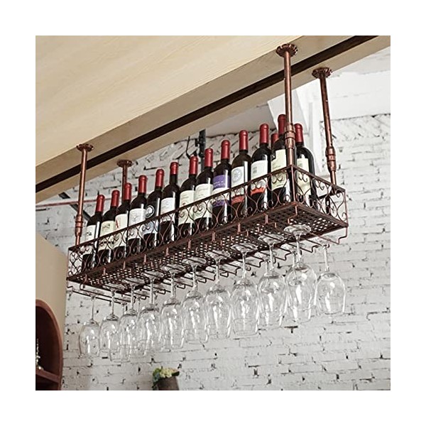TZUFA Casier à vin au Plafond Casier à vin Suspendu | Porte-gobelet Mural en Verre à vin | Étagère de Stockage de vin en méta