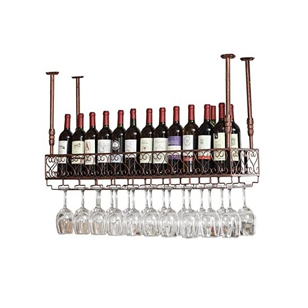 TZUFA Casier à vin Casier à vin de Plafond | Porte-Verre à vin Suspendu | Porte-Bouteille de vin Vintage | Support de Stockag