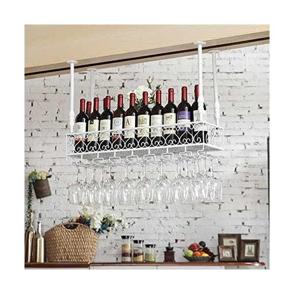 TZUFA Casier à vin Suspendu, Porte-Bouteille de vin au Plafond Vintage, Support de Verre à vin Mural, Support de Stockage de 