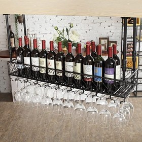 TZUFA Casier à vin Suspendu réglable, Porte-Bouteille de vin au Plafond en métal, Support de Stockage de vin daffichage Vint
