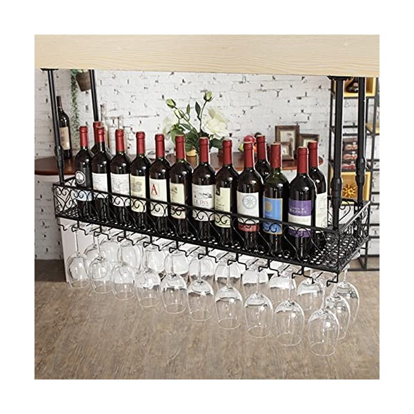 TZUFA Casier à vin Suspendu réglable, Porte-Bouteille de vin au Plafond en métal, Support de Stockage de vin daffichage Vint
