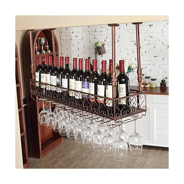TZUFA Casier à vin Mural, étagère à vin de Plafond avec Support en Verre, Porte-Bouteille de Champagne, Organisateur détagèr