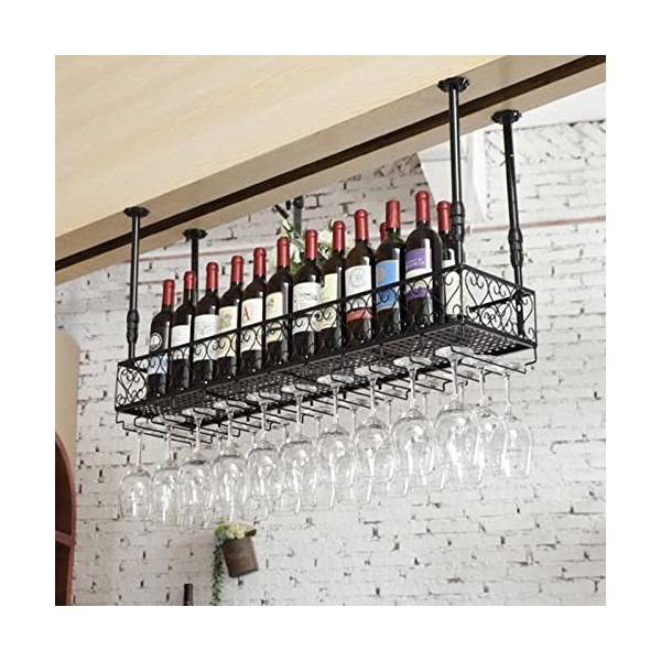 TZUFA Casier à vin Casier à vin de Plafond | Porte-Verre à vin Suspendu | Porte-Bouteille de vin Industriel | Étagère de Stoc