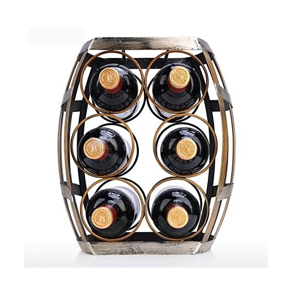 Casier à vin 6 Bouteilles casier à vin Baril de Table casier à vin matériel de Fer Robuste présentoir Artisanal Support de St