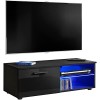 ExtremeFurniture T32-100 Meuble TV, Carcasse en Wotan Mat/Façade en Noir Brillant sans LED