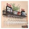Casier à vin suspendu avec support de verre et étagère, casier à verres à vin mural en fer forgé, casier à vin mural, casier 