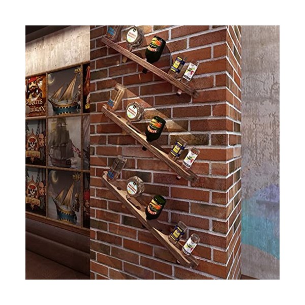 ATHUAH Casier à vin Mural Rustique, Porte-Bouteille de vin en Bois Massif, Support de Stockage de vin à la Maison, présentoir