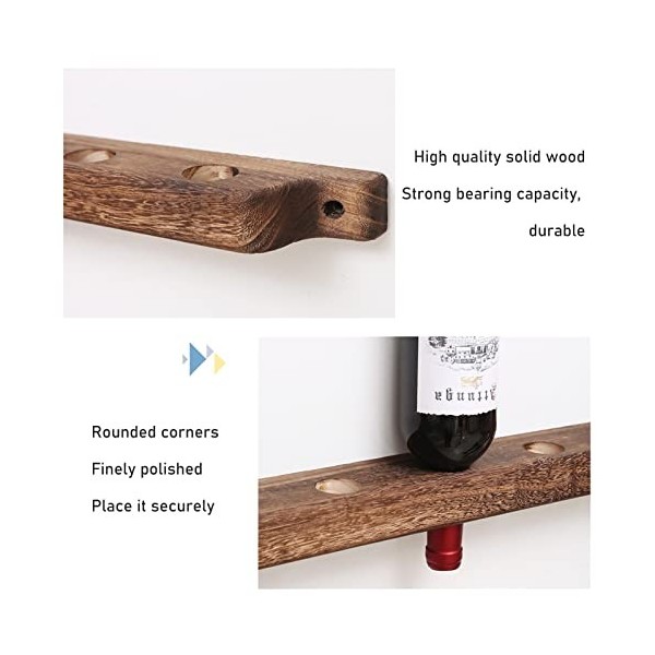 ATHUAH Casier à vin Mural, étagère de Stockage de vin en Bois, Porte-Bouteille de vin Suspendu, Organisateur de vin pour Bar-