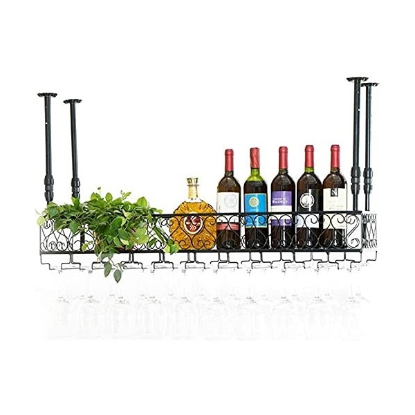 Boxbit Casier à vin, bar, restaurant, suspendu, casier à verres à vin, étagère de rangement en fer métallique, gobelets en ve