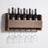 TzUni Casier à vin et Porte-Verre en Bois – Organisateur Mural pour Bouteilles et Verres, Parfait pour la Cuisine et la Maiso