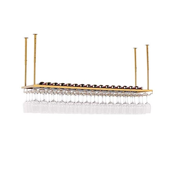 JacCos Casier à vin, casier à vin casier à Verre à vin doré Plafond à lenvers casier à vin Hauteur réglable Porte-Bouteille 