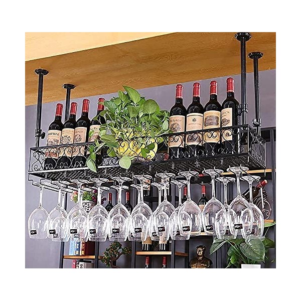 Casier à Vin Suspendu Européen Rangement au Plafond en Fer Casier à Vin Suspendu Casier à Bouteilles de Vin Cadre de Lunettes