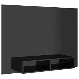 Meuble TV Suspendu | Style Elégance | Rangement matériel télé Audio Video Gaming | 135x23,5x90cm Noir Brillant