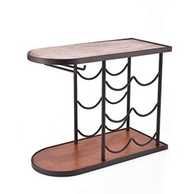 ELEdvb Casier à vin, casier à vin casier à vin en Bois Massif Fer forgé 6 Bouteilles à lenvers 2 Porte-Verre à vin présentoi