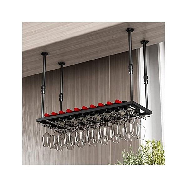 Casier à Verres à vin au Plafond, casier à vin Suspendu de 11,8 à 23,6 Pouces, Porte-Bouteille réglable en Hauteur, étagère à