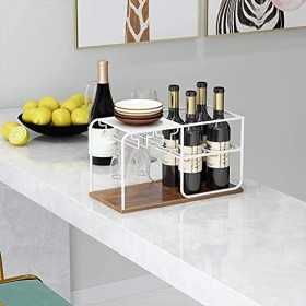 Casier à vin, Fer forgé en Bois Massif casier à vin Rouge casier à gobelet à lenvers Maison casier à vin en Bois présentoir 