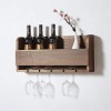 Casier à vin Mural et Support en Verre, Support de casier à vin en Bois, Support à vin avec Bouteilles et Verres pour la Cuis