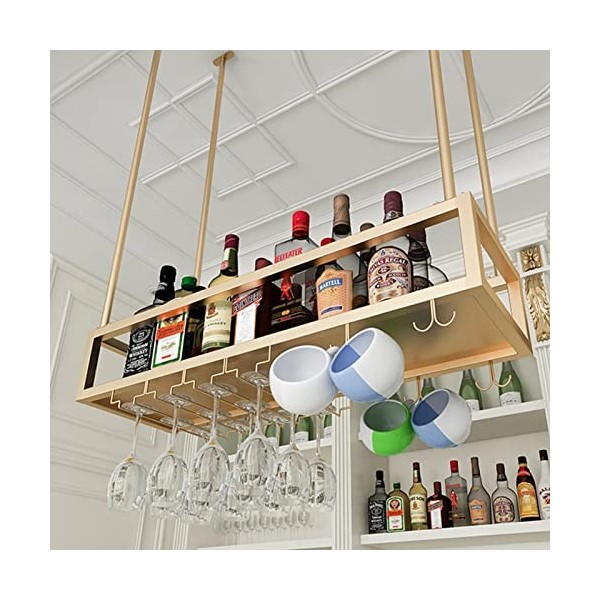 TZUFA Support de stockage de gobelet de casier à vin mural, étagère de stockage de vin en métal doré moderne, étagères de ran