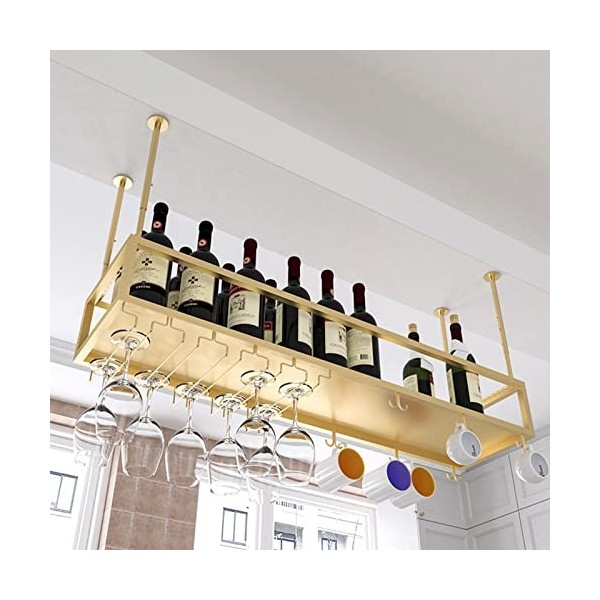 TZUFA Casier à vin Suspendu en métal, Porte-Bouteille de vin, Hauteur réglable, étagère de Rangement pour la Maison, Le Bar, 