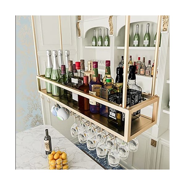 TZUFA Support de verre à vin de plafond de casier à vin en métal, support de stockage de gobelet suspendu étagères de rangeme