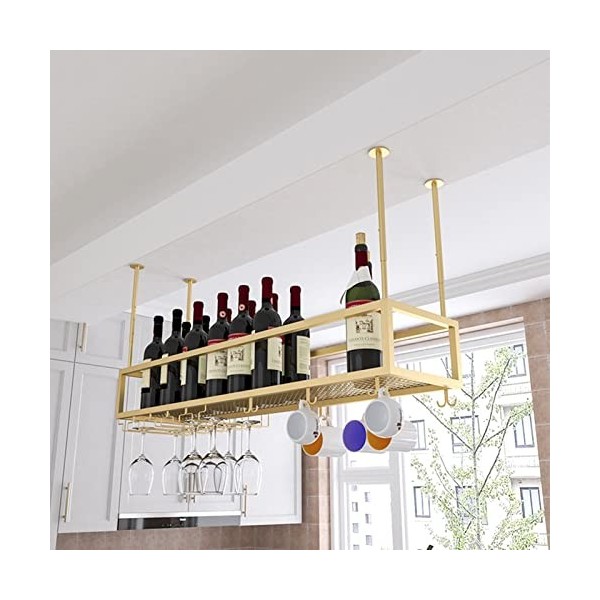 TZUFA Casier à vin de Plafond, étagère de Stockage de vin en métal Suspendue, pour Supports muraux de Stockage de vin de Cuis