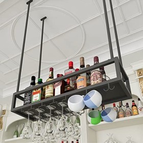 TZUFA Casier à vin en métal Étagère de Rangement pour Vin, Support de Rangement pour Gobelet de Plafond Accessoires pour Vin 