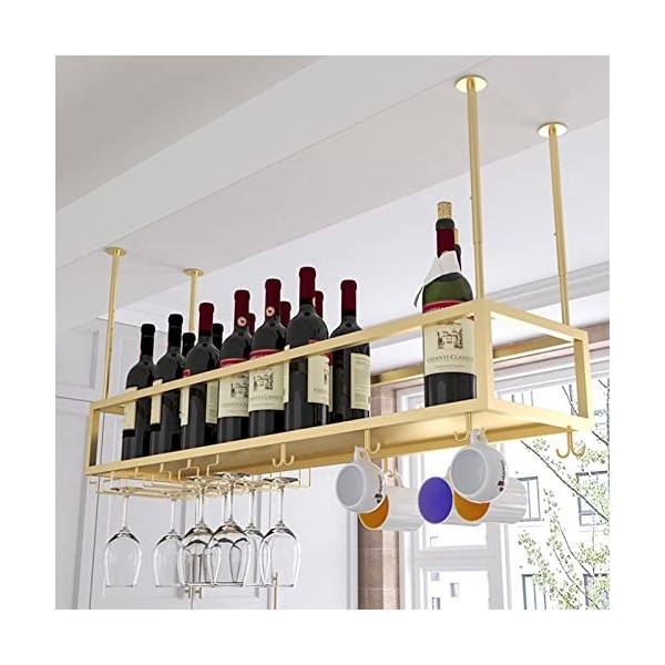 TZUFA Casier à vin de Plafond Support de Verre à vin, Support de Rangement pour gobelet Suspendu, Support Mural pour Bouteill