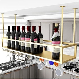 Casier à vin en métal Porte-Verre à vin Suspendu Étagère de Rangement pour Vin Décoration Étagère de Rangement pour Bars Rest