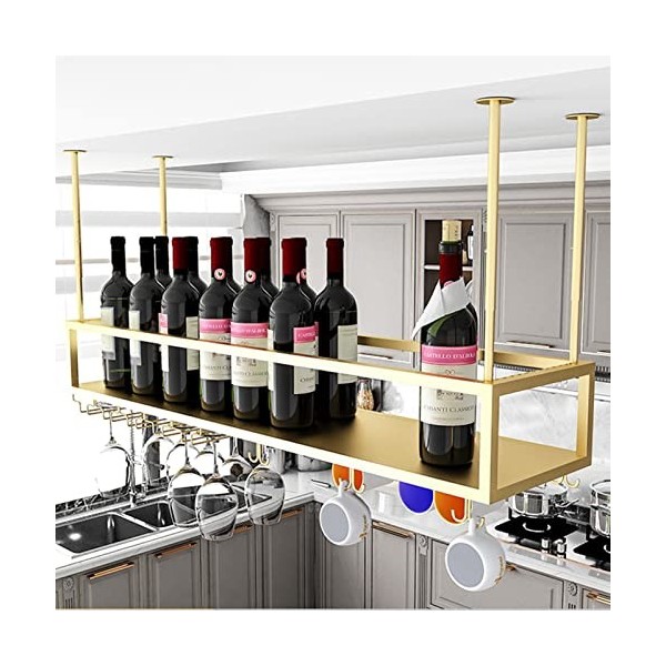 Casier à vin en métal Porte-Verre à vin Suspendu Étagère de Rangement pour Vin Décoration Étagère de Rangement pour Bars Rest