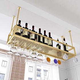 TZUFA Casier à vin de Plafond, étagère de Stockage de vin en métal Suspendue, pour Supports muraux de Stockage de vin de Cuis
