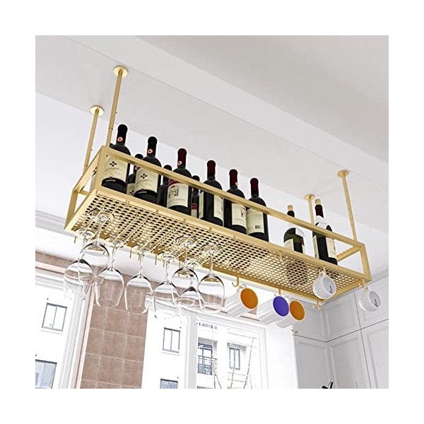TZUFA Casier à vin de Plafond, étagère de Stockage de vin en métal Suspendue, pour Supports muraux de Stockage de vin de Cuis