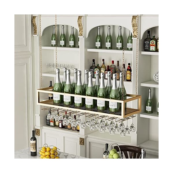 TZUFA Support de support de gobelet de casier à vin monté au plafond, étagère de stockage de vin en métal suspendue, présento