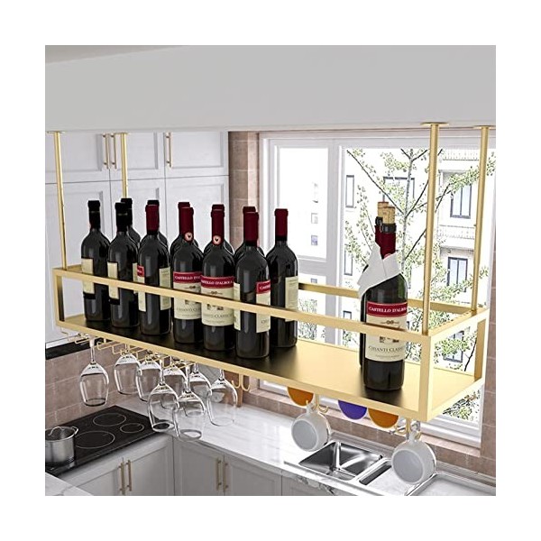 TZUFA Casier à vin en métal Étagère de Rangement pour Vin Support de Verre à Vin Suspendu en Fer, Organisateur détagère à vi