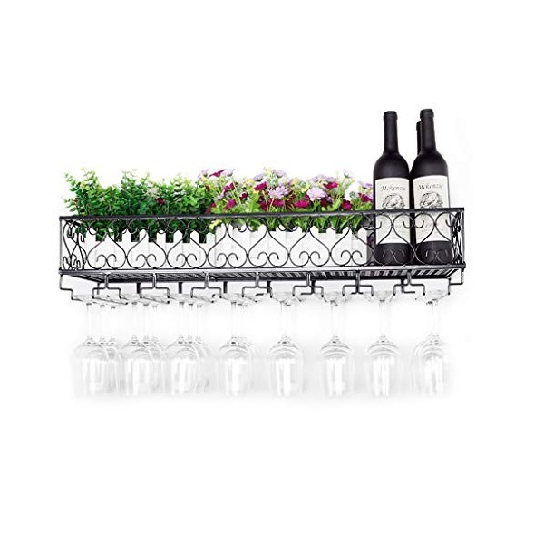 Supports à Verres à Pied Porte-Bouteille de vin Suspendu Mural en métal Casier à vin/Casier à vin Mural/Support de Verre Susp