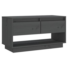 Camerina Meuble TV Gris 74x34x40 cm Bois de pin Massif,Meuble TV,Meuble TV Moderne,Meuble de Salon