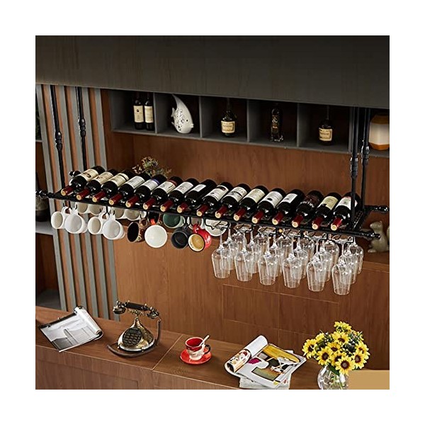 UDaca Casier à vin Casier à vin de plafond | Porte-verre à vin suspendu | Porte-bouteille de vin moderne | Étagère de rangeme