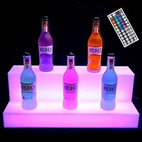 MaGiLL Présentoir De Bouteille De Vin Étagère À Liqueur Éclairée par LED Présentoir De Bouteille Déclairage De Boissons À 2 