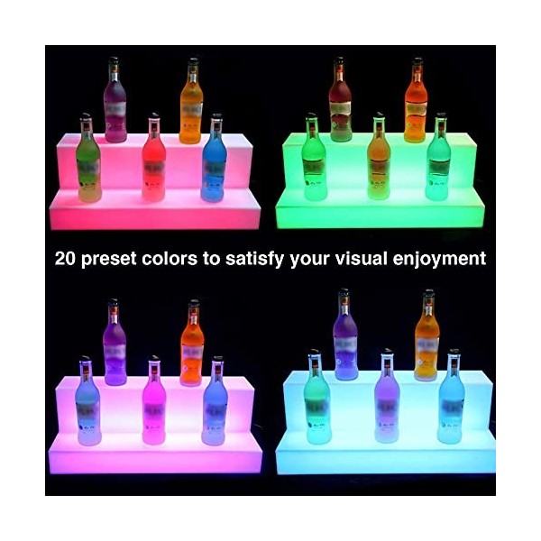 MaGiLL Présentoir De Bouteille De Vin Étagère À Liqueur Éclairée par LED Présentoir De Bouteille Déclairage De Boissons À 2 