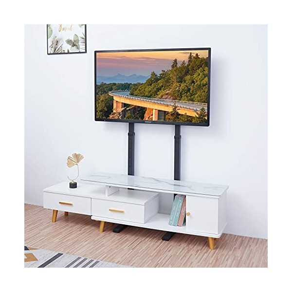 Medla Support TV sur Pied, Pied TV Universel Support TV Pied Supports Et Meubles TV pour LCD/LED/Plasma de 32-65 Pouces, Haut