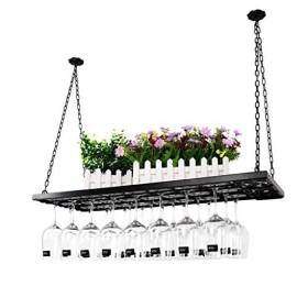 Cadre de verre à vin en verre Casier à vin suspendu avec support et étagère en verre à vin, support à verre à vin pour bar au